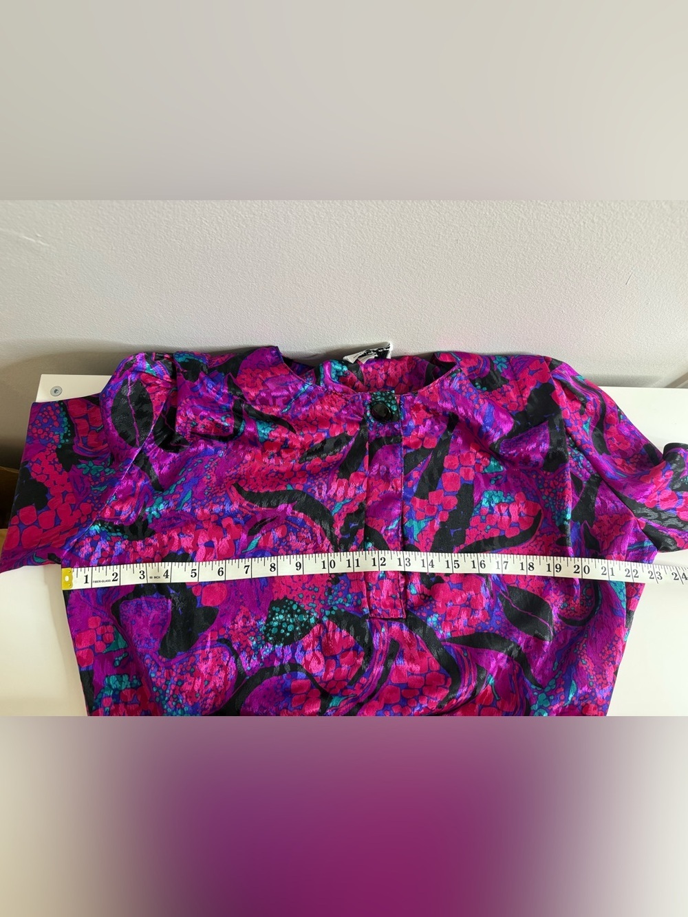 Vintage Lady Page Susan Page blouse pink purple jewel-toned floral Large - Picture 10 of 10